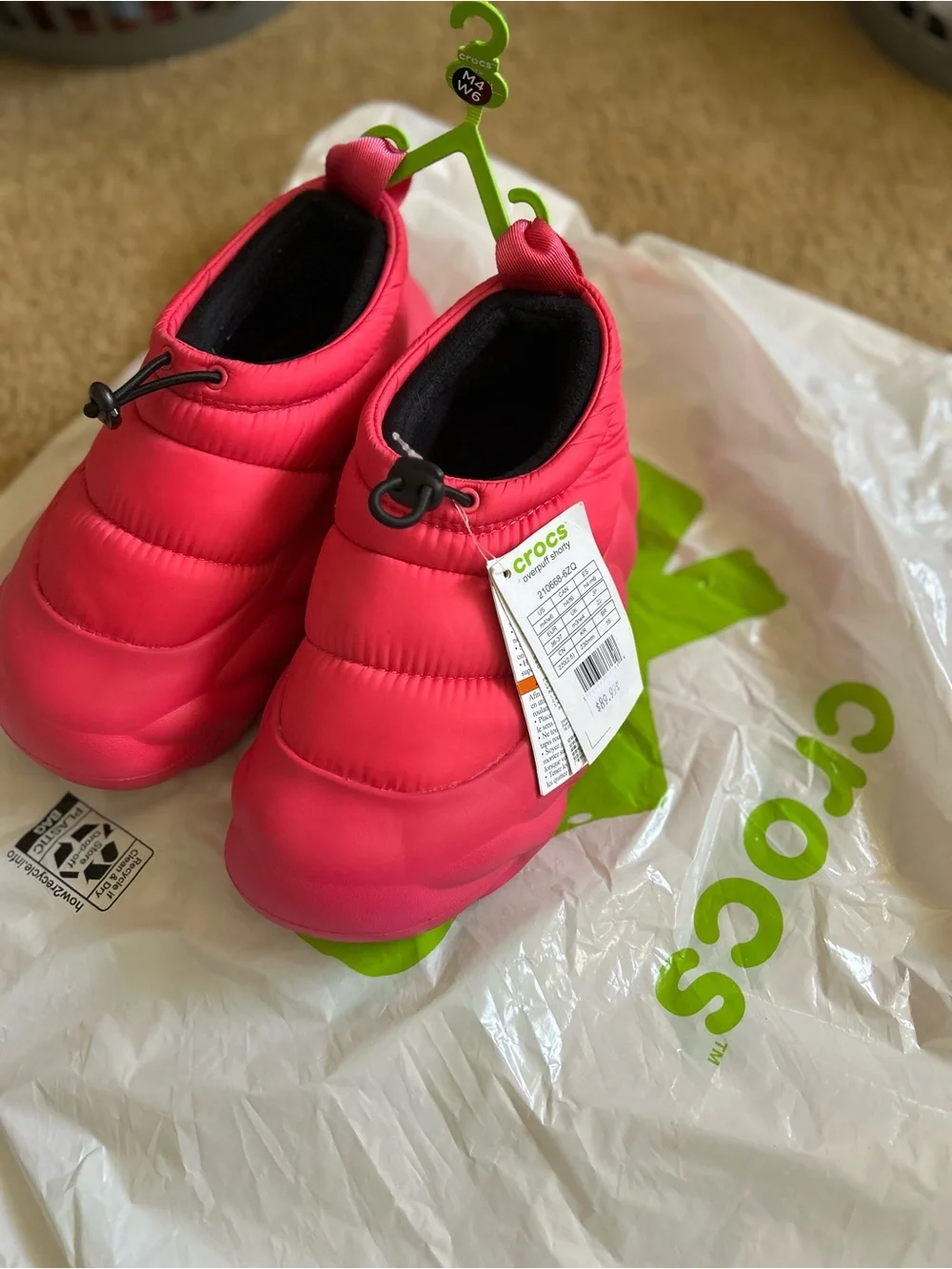 CROCS Puffy Slip-On Clog in Hot Pink